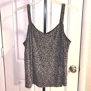 Alex Evenings Black/White/Silver Silky Stretch Cami 2X NEW